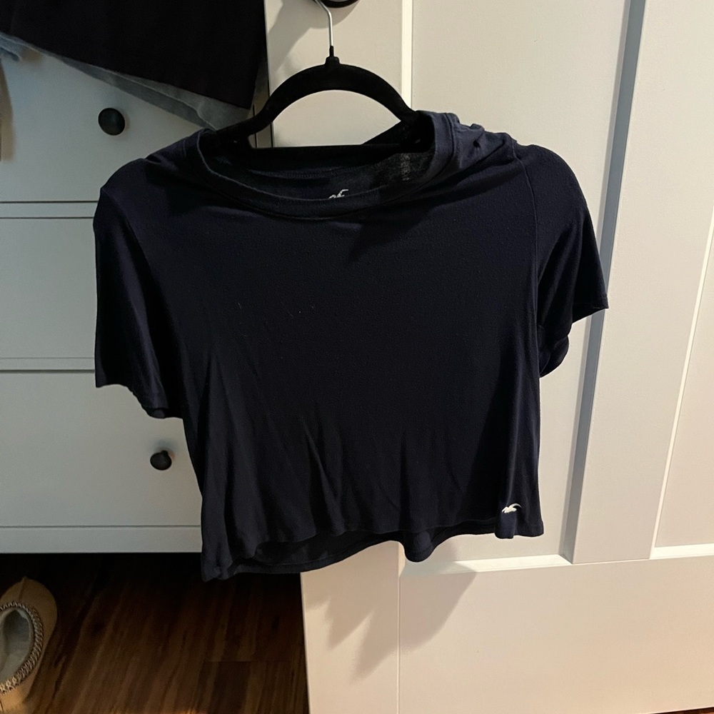 hollister navy oversized baggy crop “must have collection” top